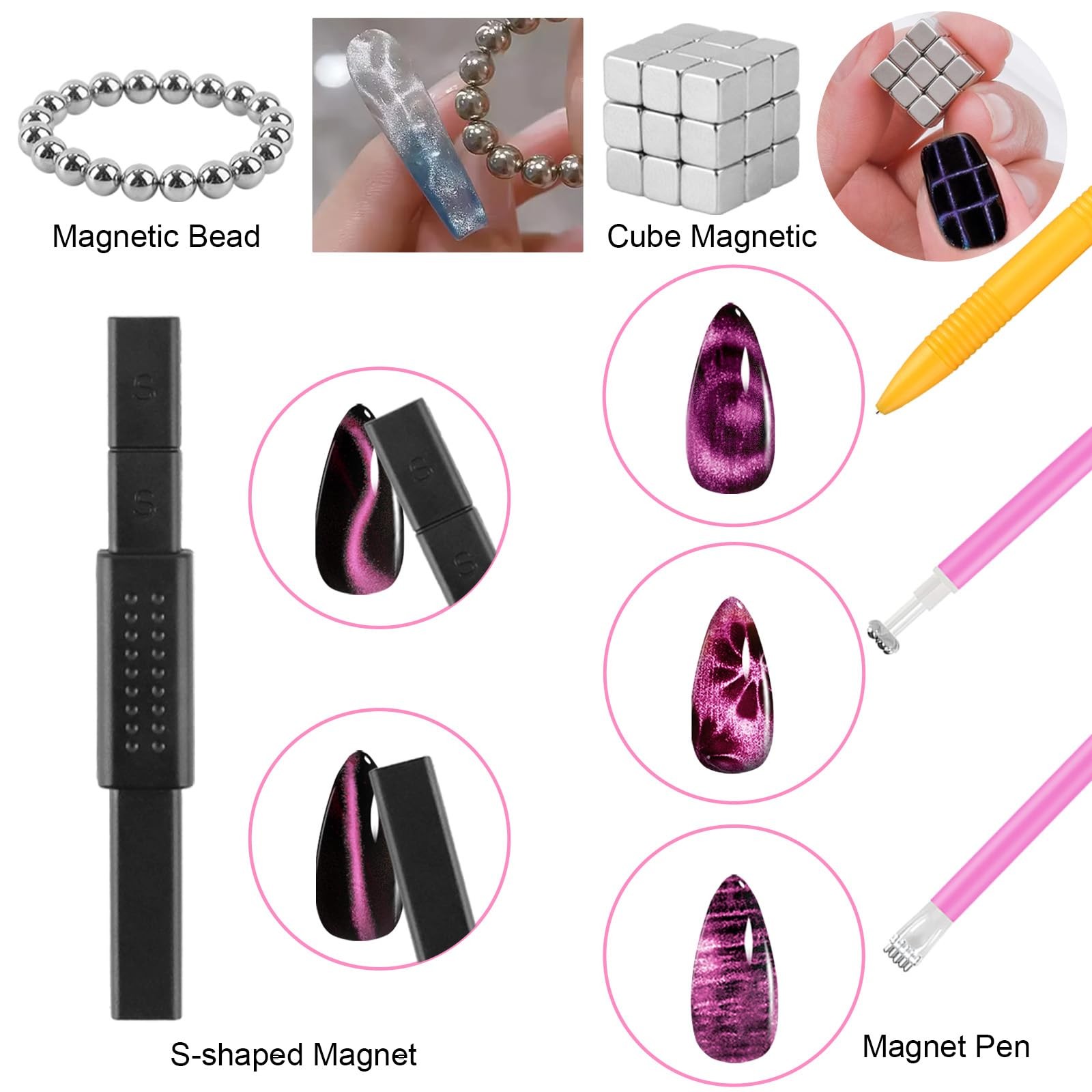 54PCS Cat Eye Nail Magnet Set, EBANKU Gel Polish Mixed-54PCS