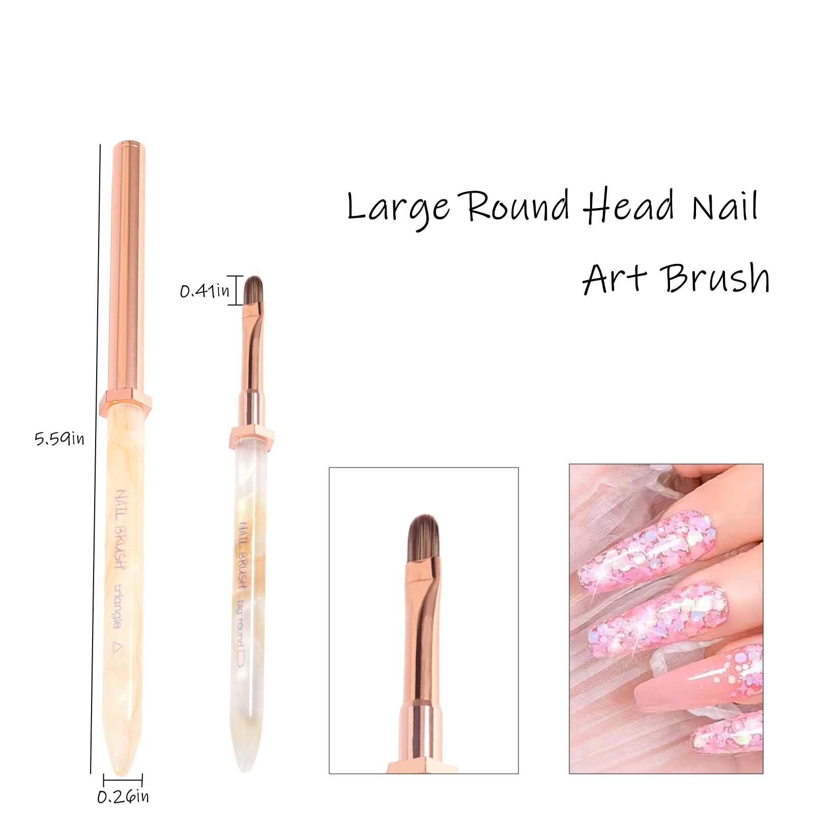 Large Round Tip Nail Art Brush Anti-Roll Nail Brush for Acrylic Application G…