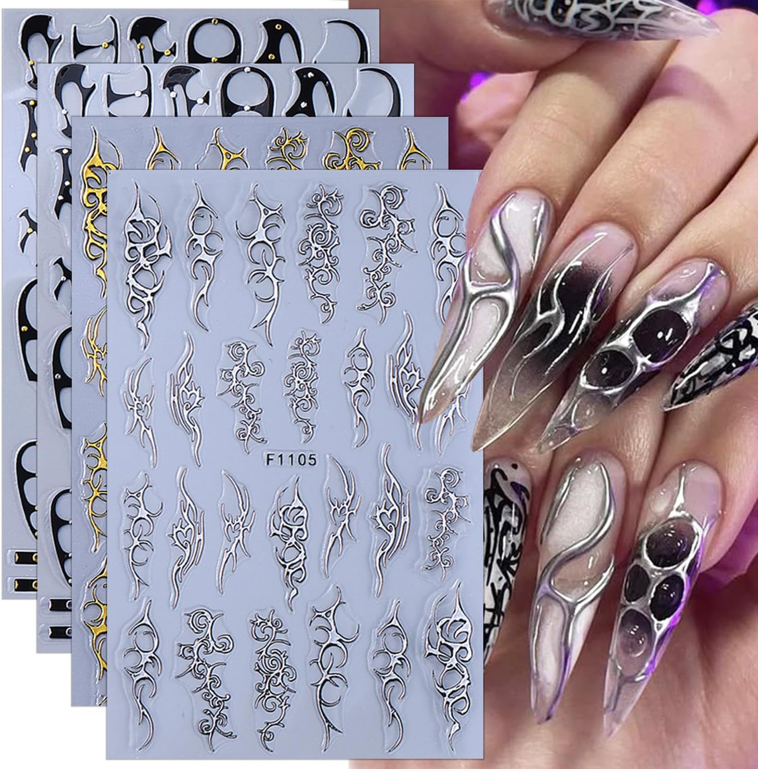 3Sheets 5D Embossed Bow Nail Stickers for Nail Art Self-Adhesive Bow Nail Decals
