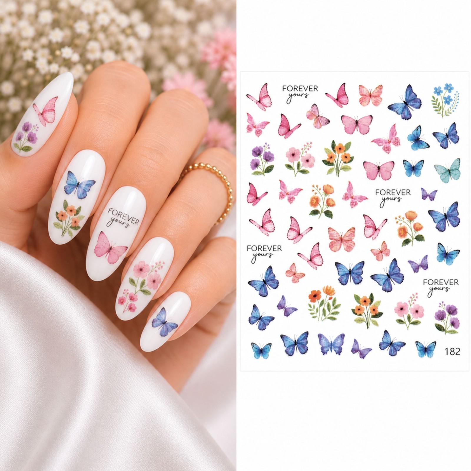 Pastel Butterfly Water Transfer Nail Stickers fOREVER YOURS Decals DIY Manicure