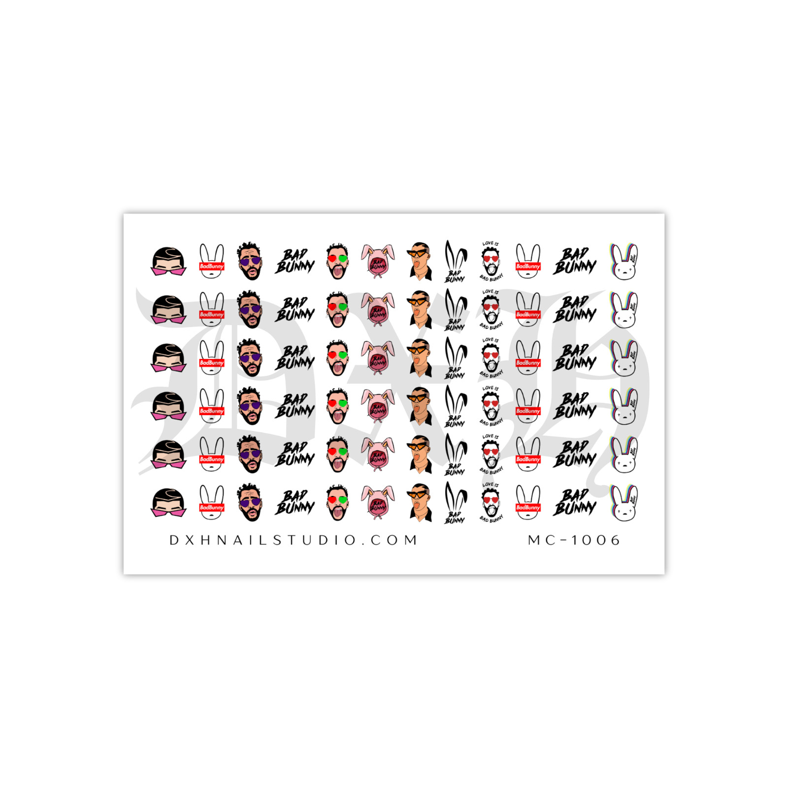 Bad Bunny Benny Benito Nail Decals Clear Water Transfer Overlay MC-1006