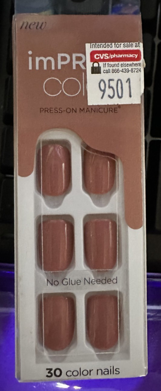 KISS imPRESS Color Beige brown “caramel” Short Length Press-On Nails 027