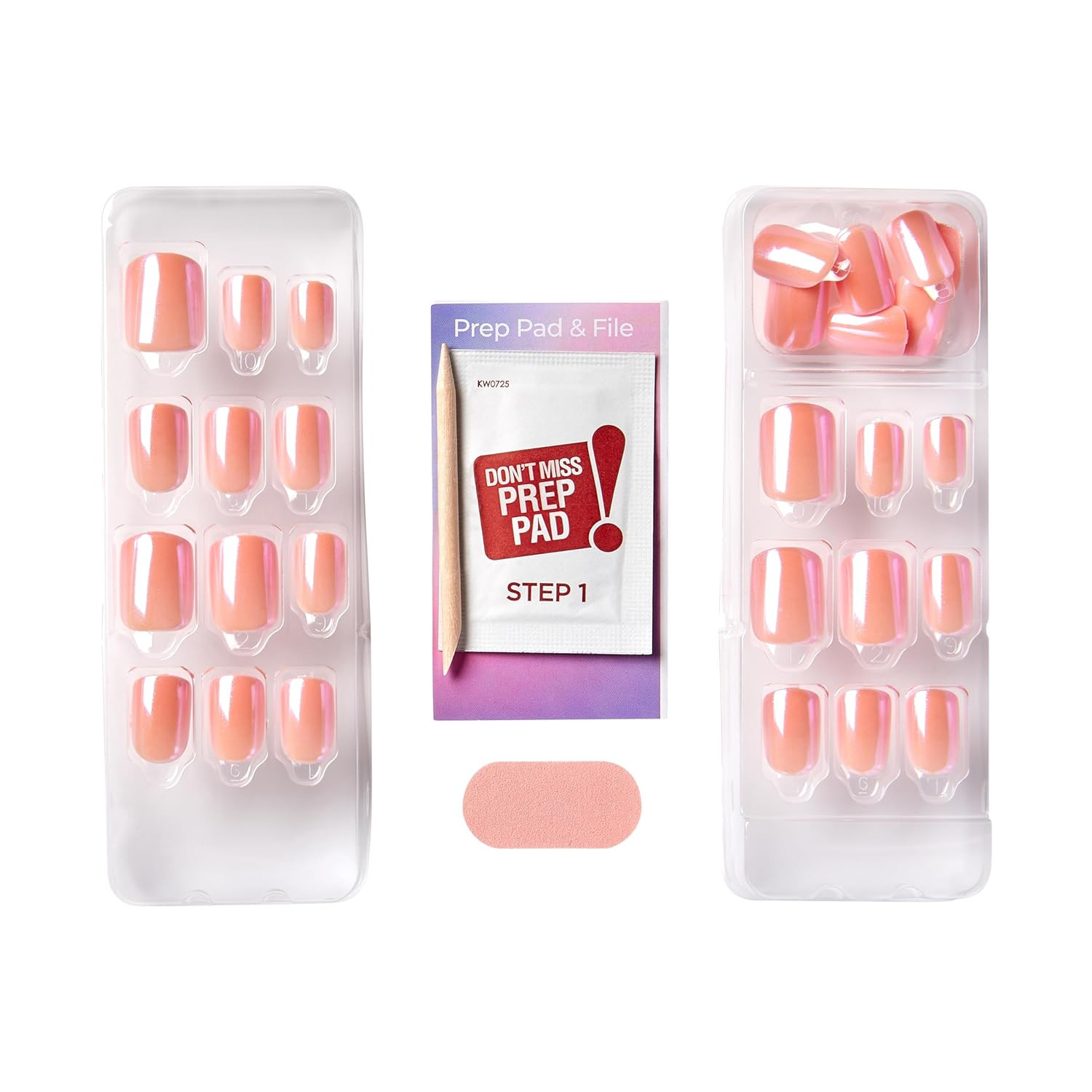 KISS No Glue Mani Press on Nails, Color FX, ‘Satellite’, Light Pink, Short Size