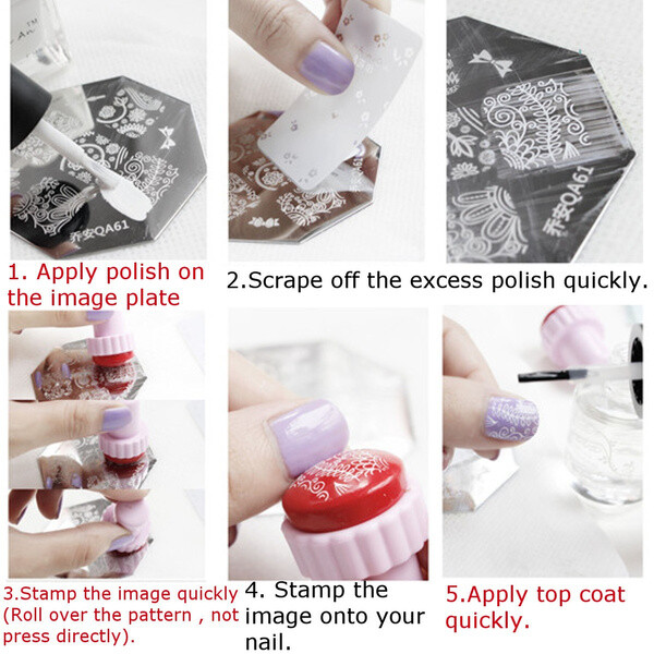 Nail Art Clear Jelly Head Silicone Stamper Scraper Transparent+ Stamp Plate Free