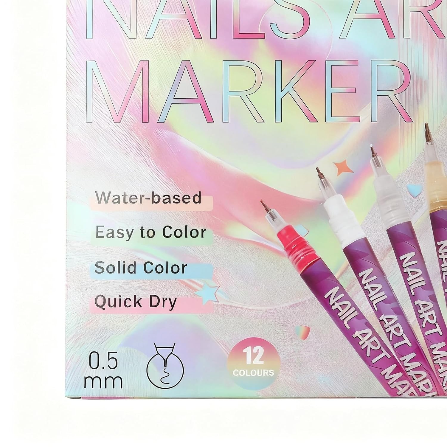Nail Markers, Fingernail Pens with Dotting Tips, Art Marker for Women, 12 Colors