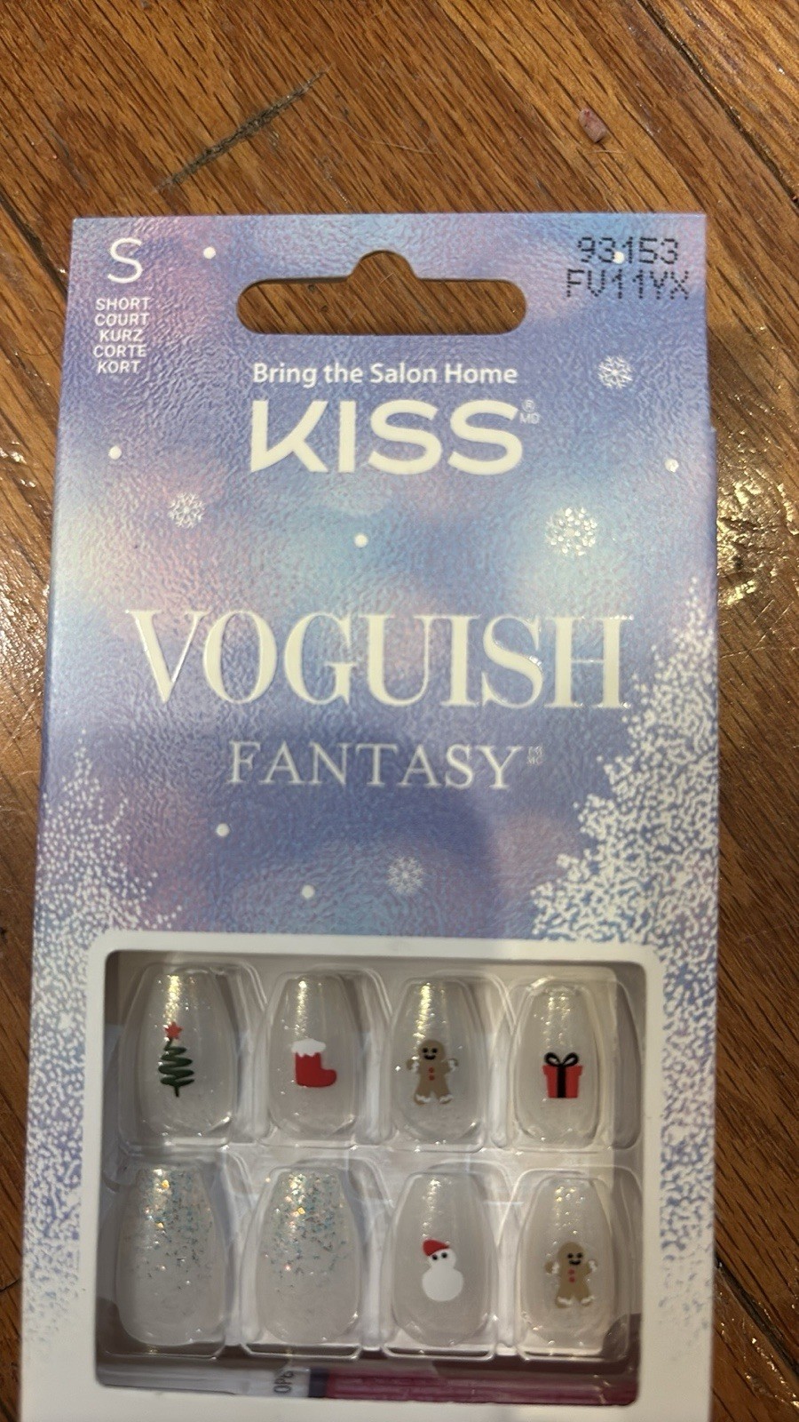 KISS Voguish Fantasy, Press on Nails, Fancy Elves, White, Short Coffin, 28 Count