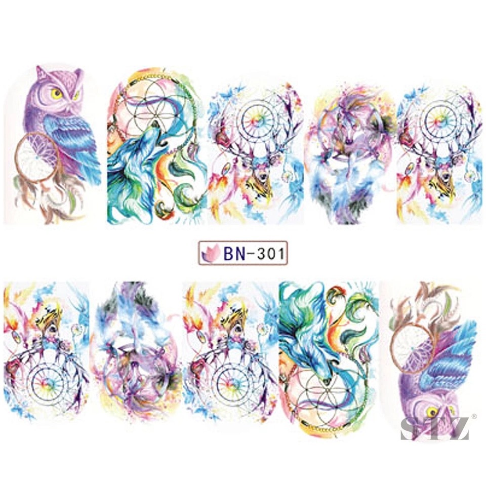 Nail Stickers Water Transfer Dreamcatcher Design Full Wraps Cover Decals Blur UK