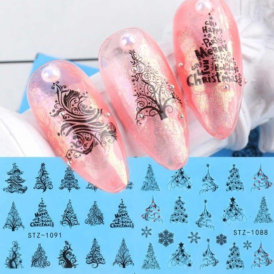 Christmas Nail Art Water Decals: Santa, Snowman, Reindeer(Group 1)