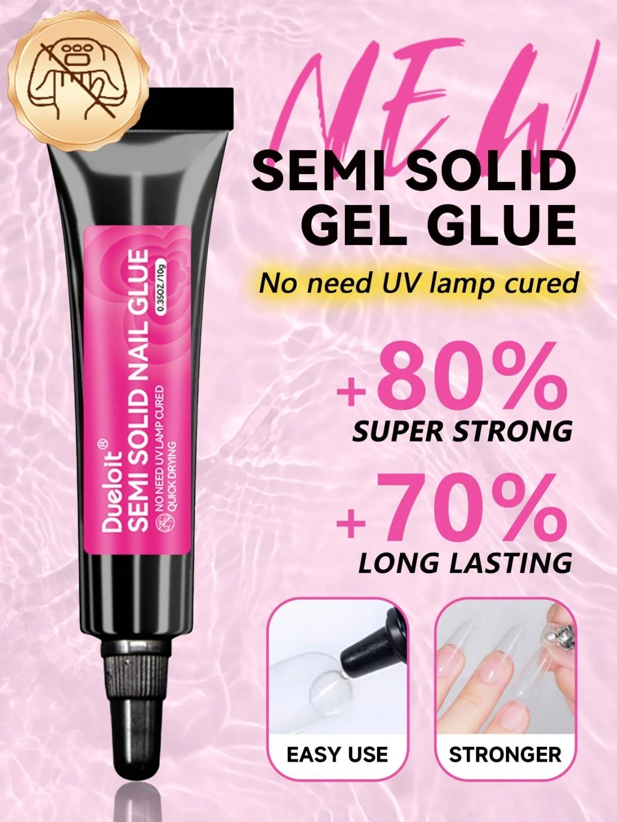 2PCS Newly Upgraded Quick Drying 10g Semi Solid Nail Glue For Press On Nails Tip