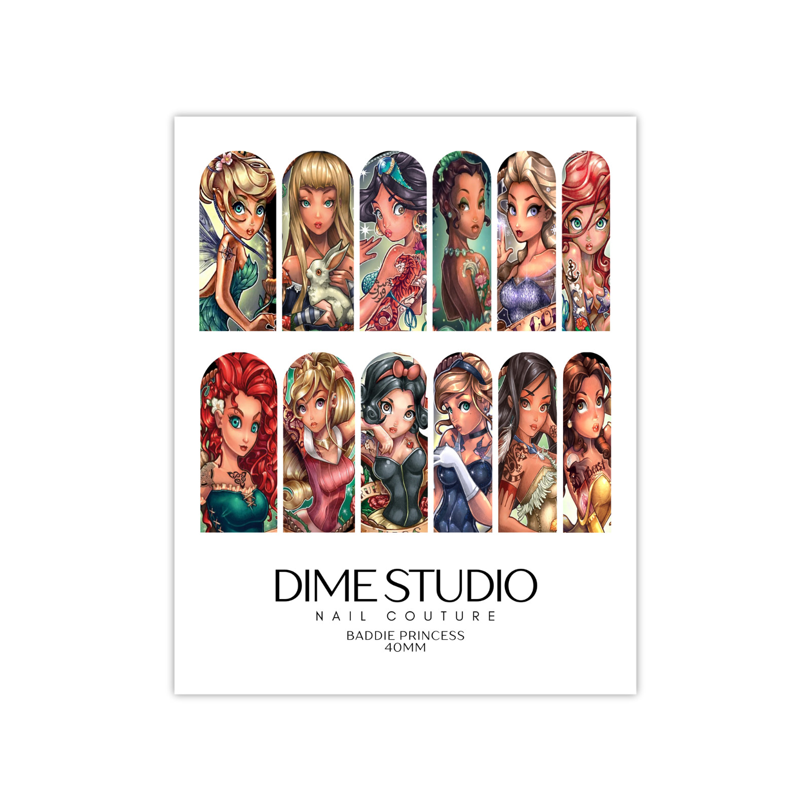 Baddie Tattoo Princess Nail Decals Water Transfer Nail Wraps