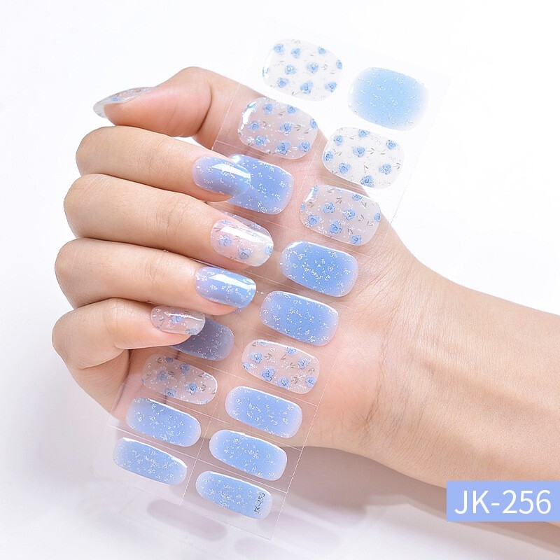 Gel Nail Sticker Semi Cured Gel Nail Strips Lasting Nail Sticker UV Lamp Needed