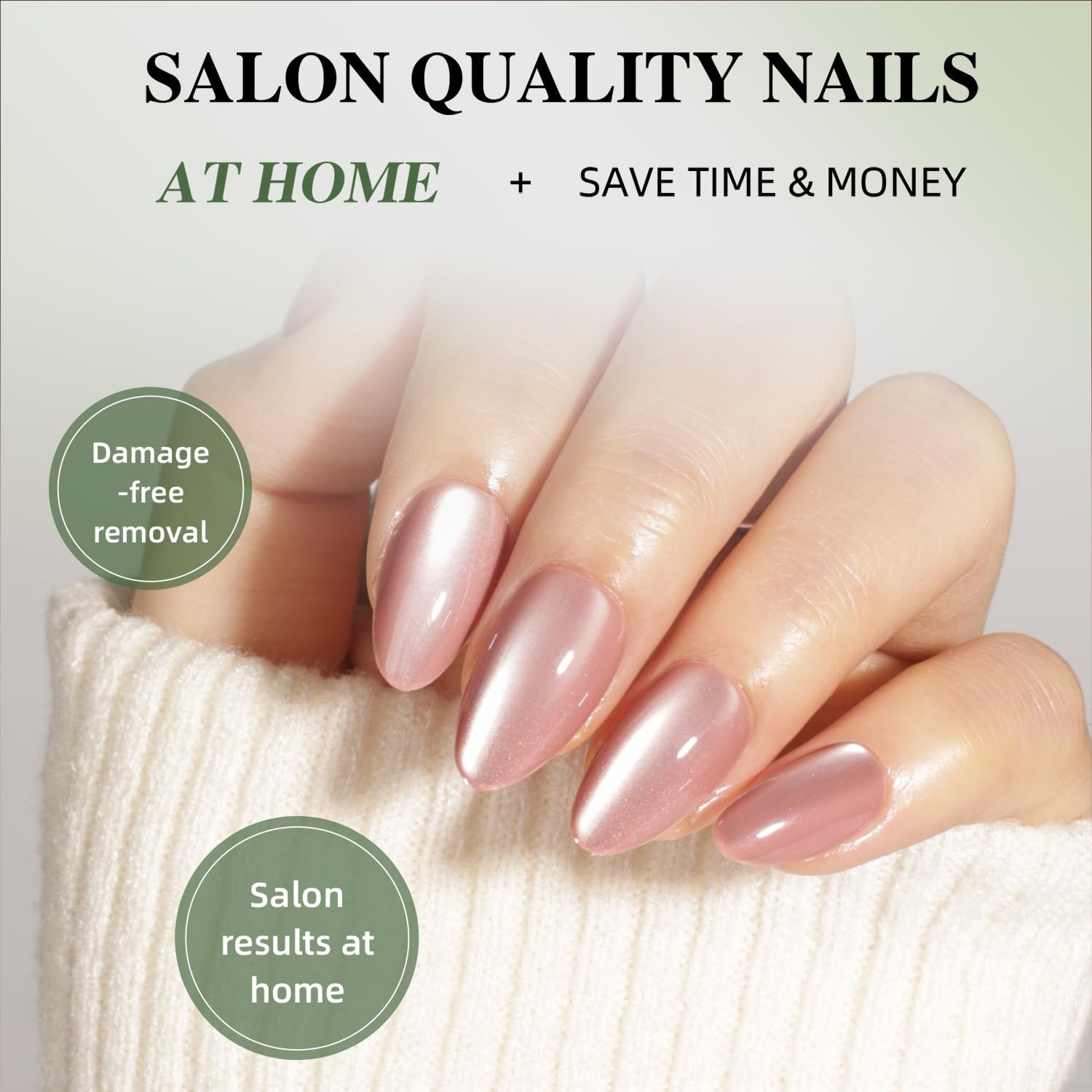 Cat Eye Press on Nails – Mauve Short Almond Fake Nails, Cateye Press on Nails Re