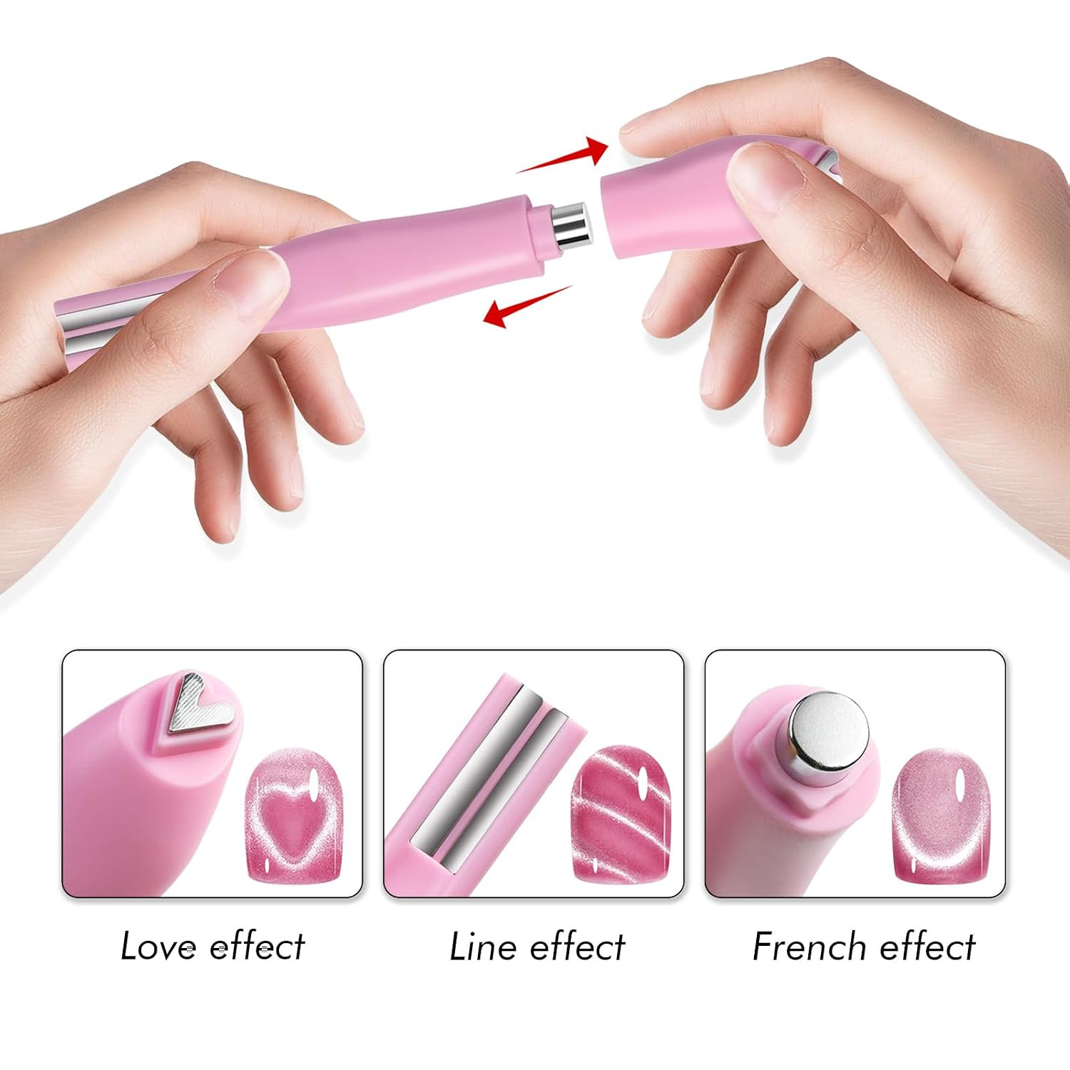 3 in 1 Cat Eye Magnet for Nails, Upgraded Nail Magnet Pen with Strong Magnet for