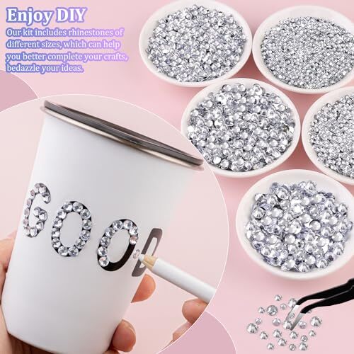 16000Pcs Resin Rhinestones for Crafting, Clear Medium Pack with Glue 01 Clear