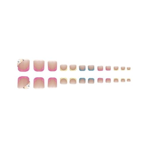 48Pcs Summer Flower Press on Nails Long & Press on Toenail for Girls Nail
