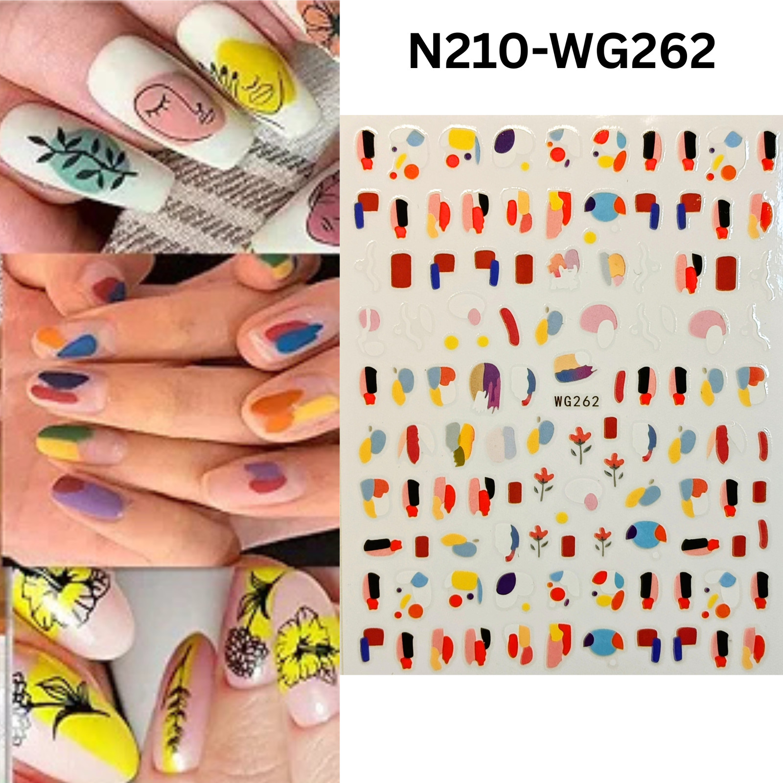Modern Abstract Nail Art Stickers Multi-Color Geometric DIY Nail Decor