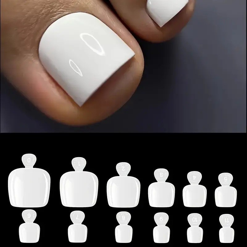 120PCS Women’sShort Square Acrylic Press Smooth Fake White Toenail Press