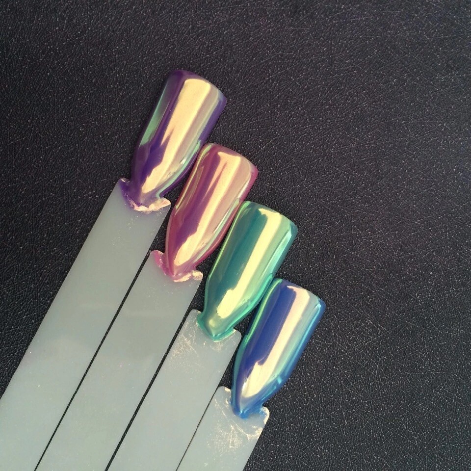 AURORA CHROME UNICORN NAIL POWDER Mermaid AB MIRROR Effect RAINBOW Crystal (um)