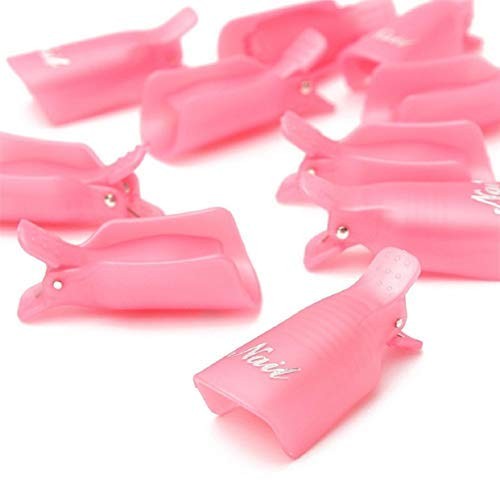 HiMo 10PC Plastic Acrylic Nail Art Soak Off Cap 10 Count (Pack of 1), PINK
