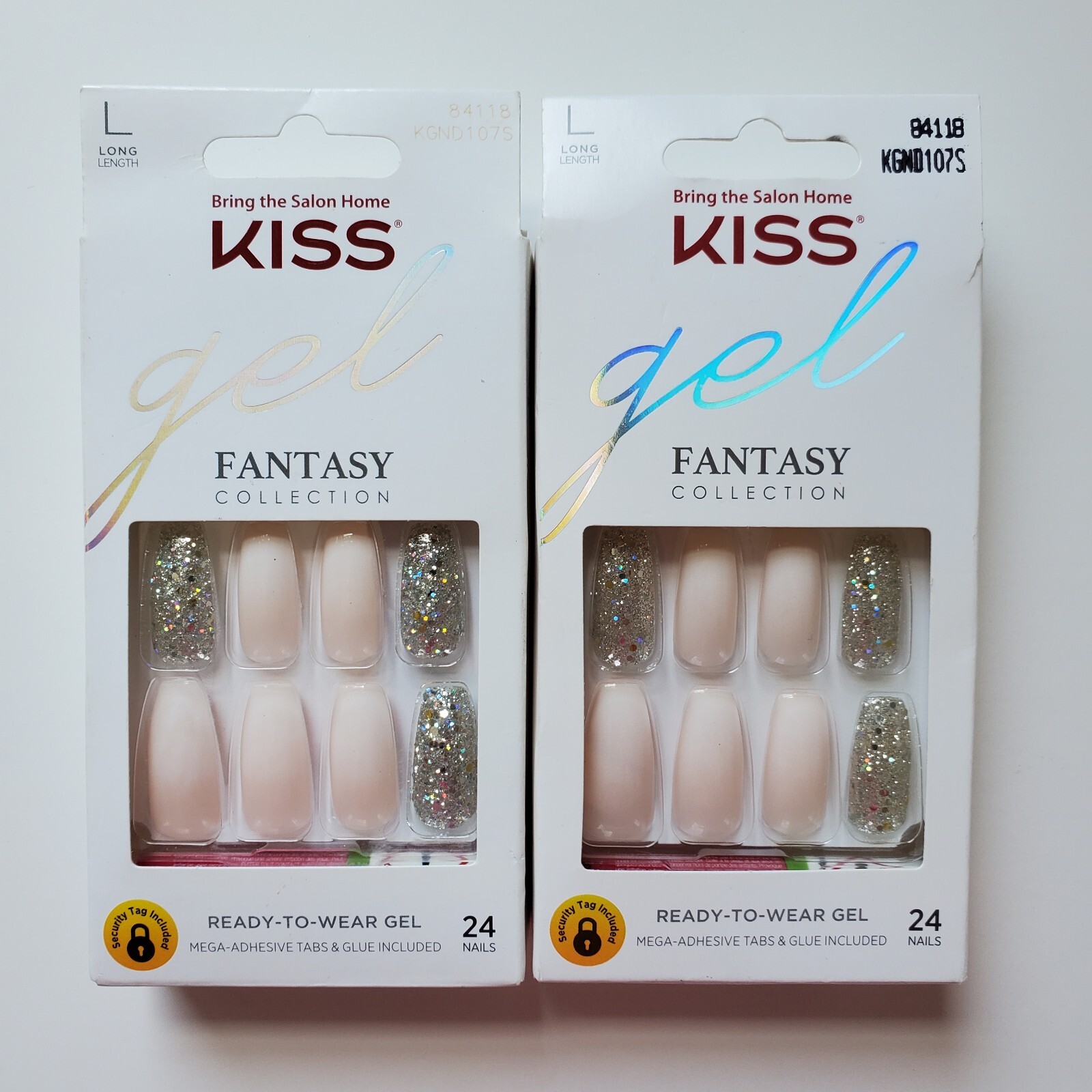 KISS Nails Gel Fantasy Glue On or Press On Nails Long Length Coffin Shape 84118