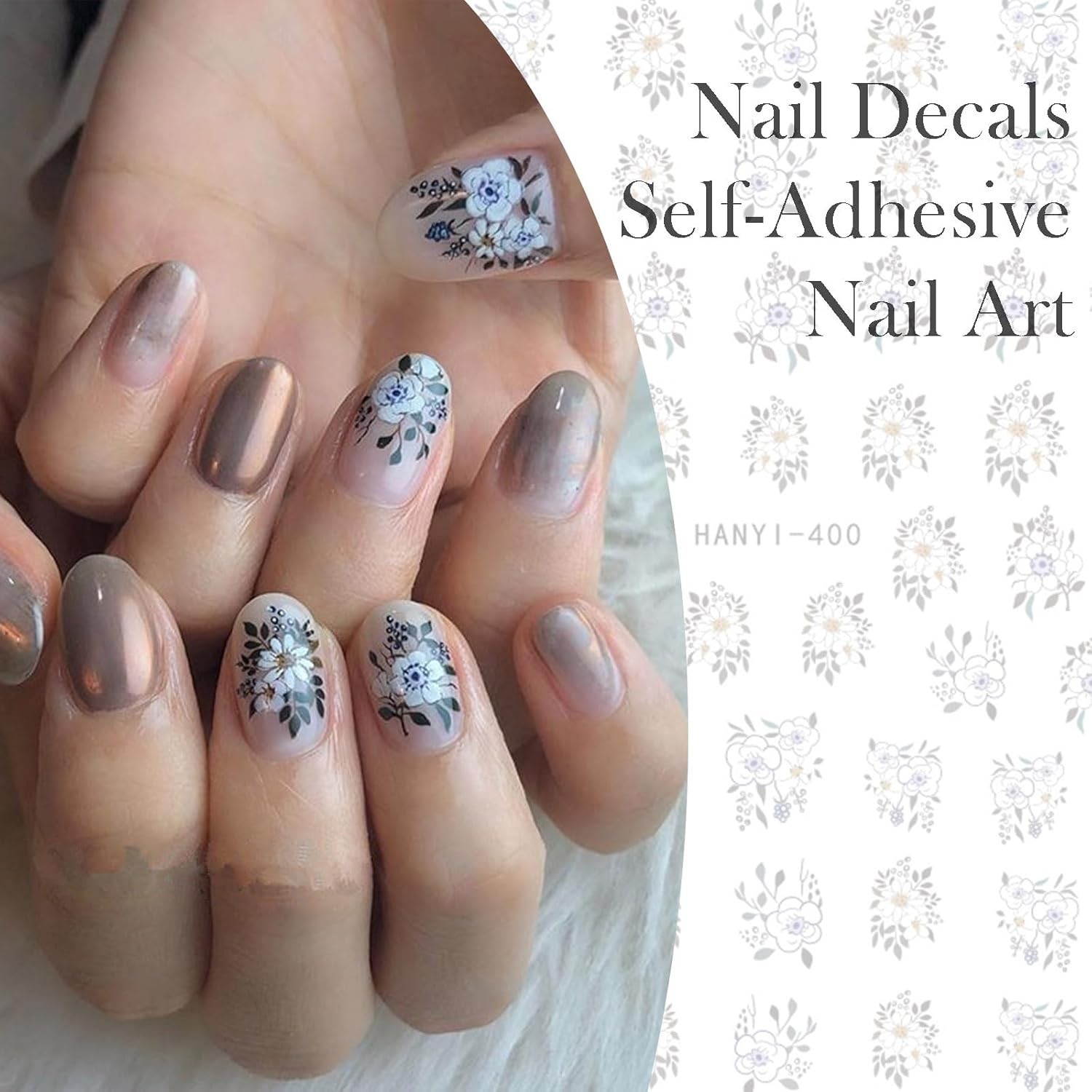 Elegant 9 Sheets of Self-Adhesive Floral Nail Art – Perfect for Summer
