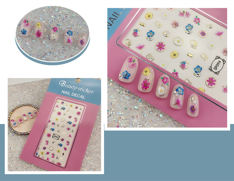 3D Nail Art Beauty Decal Stickers Adhesive Flower Daisy Starfish Geometry Line