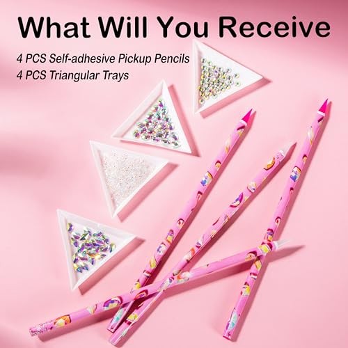 8 Pcs Rhinestone Picker Tool Kit, Self-Adhesive Wax Pencil for Rhinestones and
