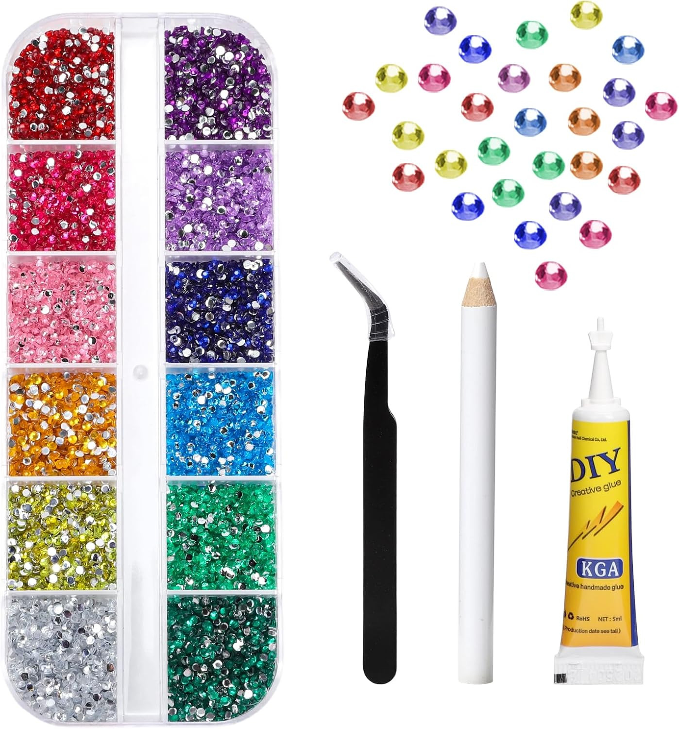10000Pcs 1.5Mm 12 Versatile Colors Rhinestone Set for Nail Art | Colorful Flat B