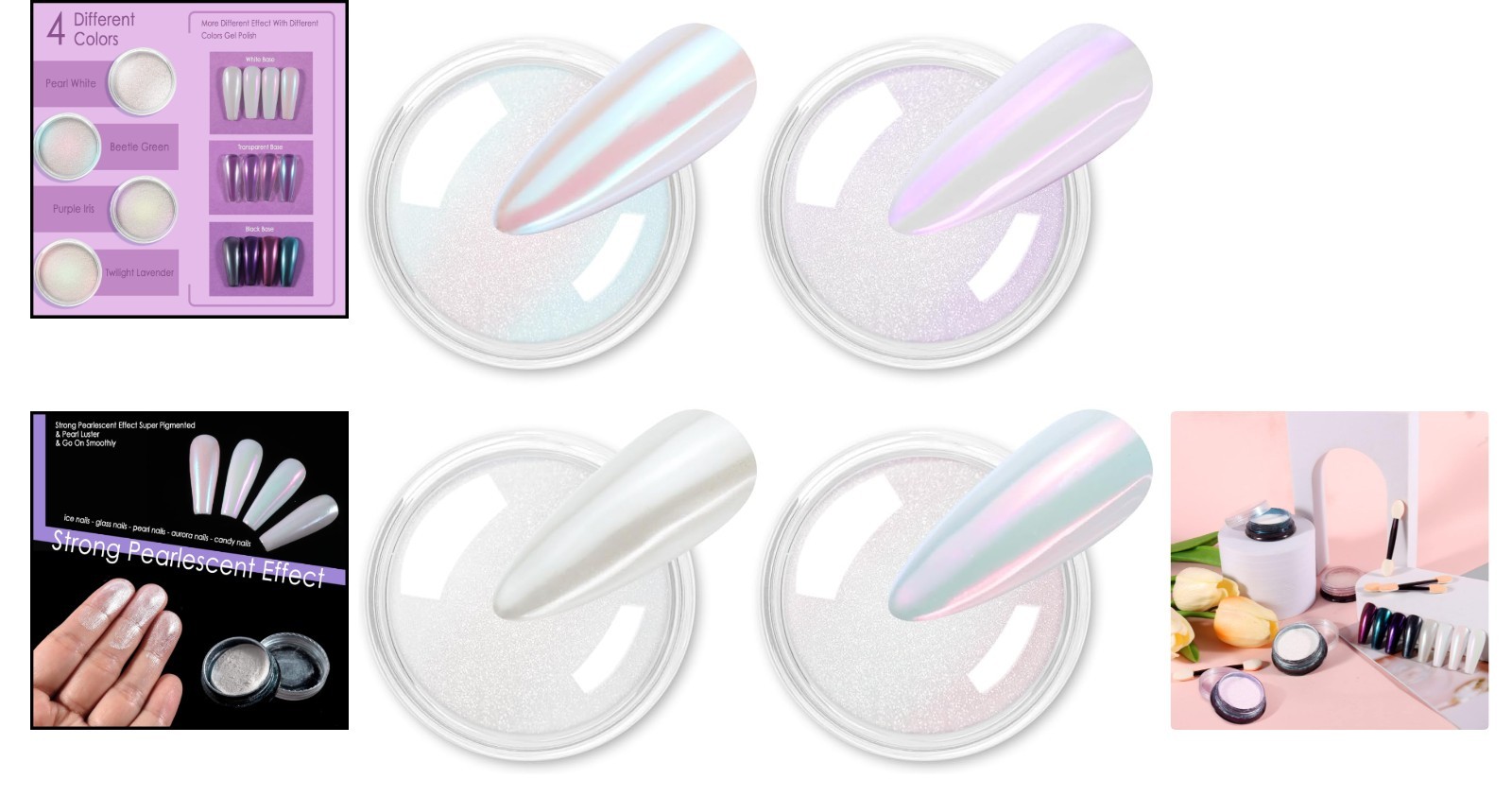 Transform Your Nails with 4 High-Pigment Iridescent Chrome Powders – Easy Use