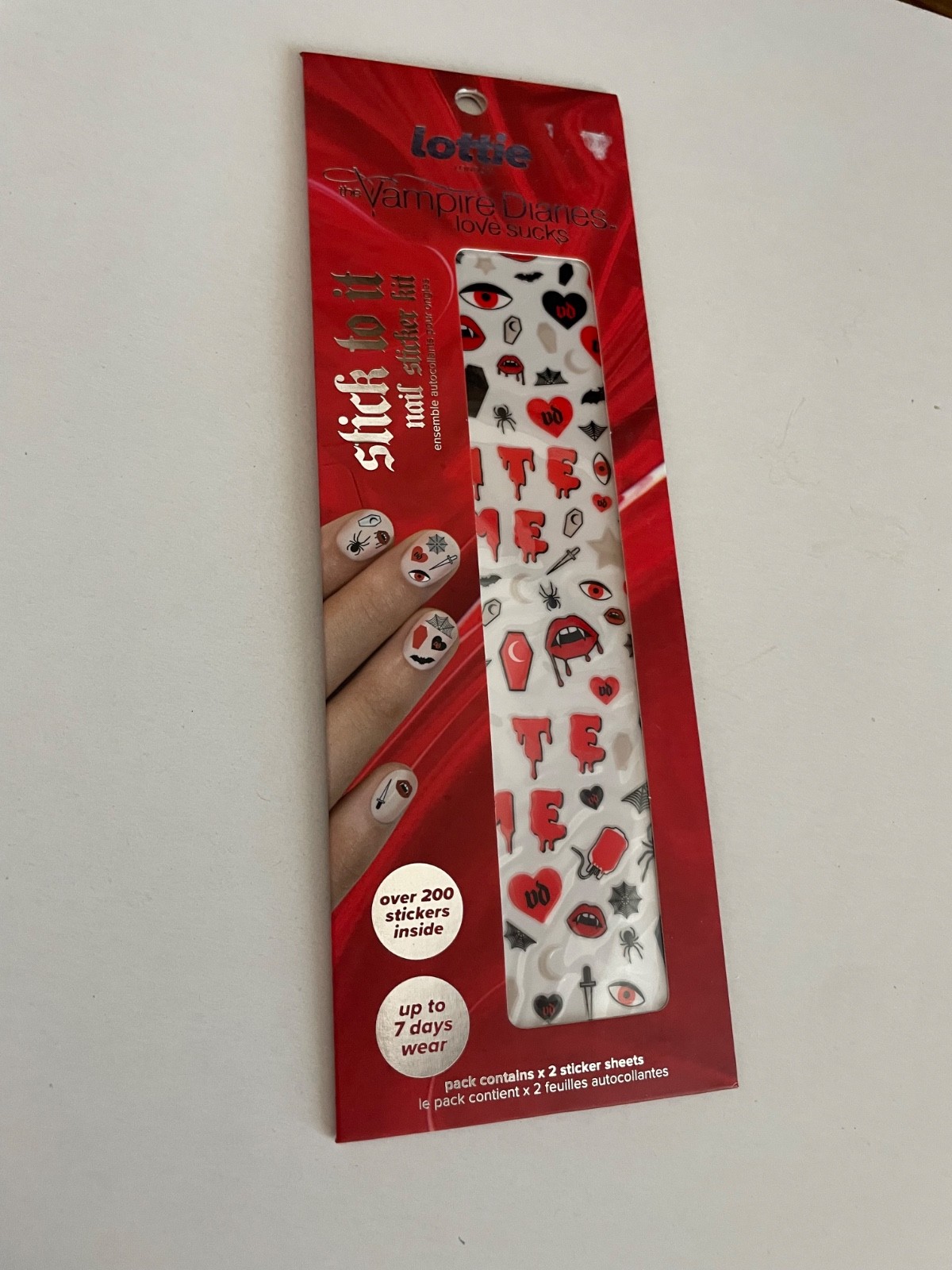 NEW 200+ Lottie Halloween lips Love Sucks Stick to It Nail Sticker decal Kit