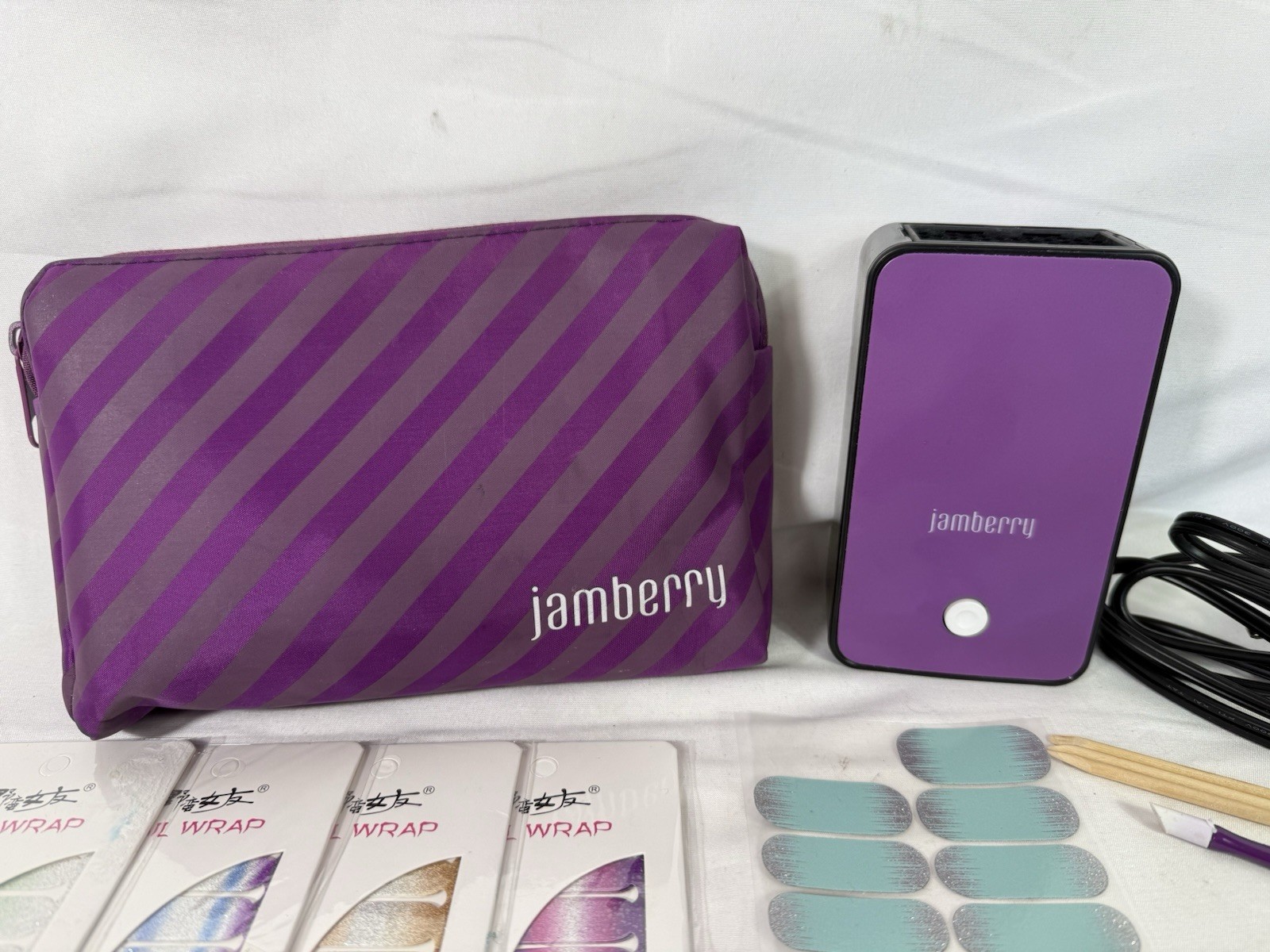LOT Jamberry Mini Heater + New Nail Wraps + Bag Fingernail Manicure Stick On
