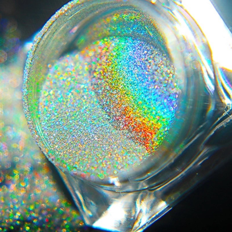 Unicorn Holographic Nail Powder Ultra Fine Chrome Rainbow Effect Pigment 15um UK