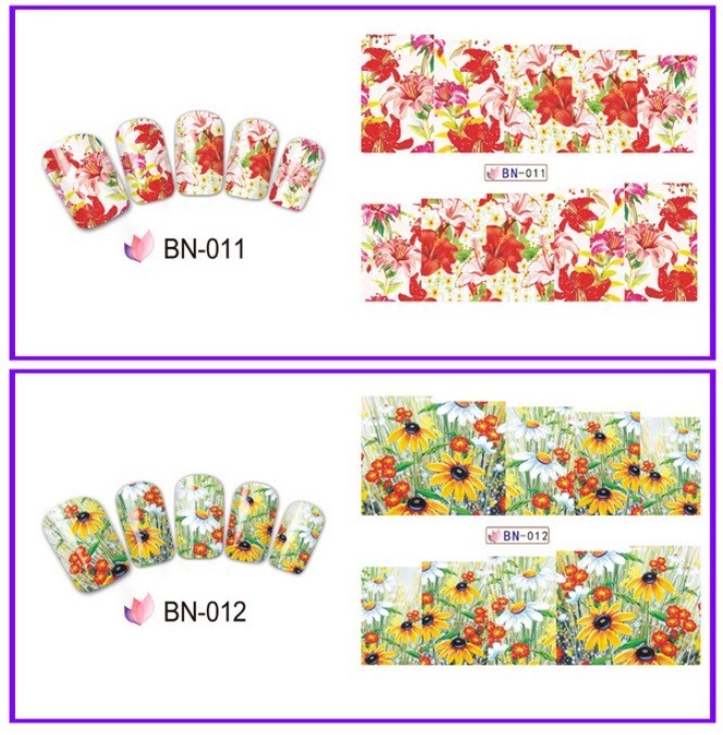 Floral Nail Art Water Decals: Spring Summer Flower Nail Wraps(Group 2)