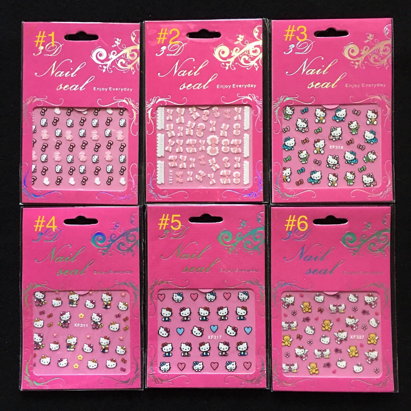 48 Design Hello Kitty 3D Glitter Nail Sticker Nail Art Decal St-259