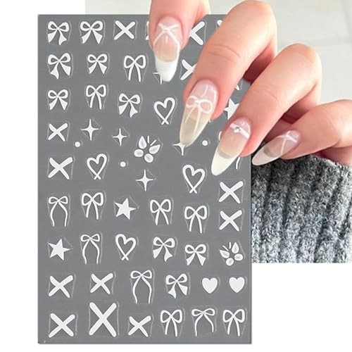 Bow Nail Art Stickers – Valentines Day Pink Heart Bow Self-Adhesive Bow&Heart
