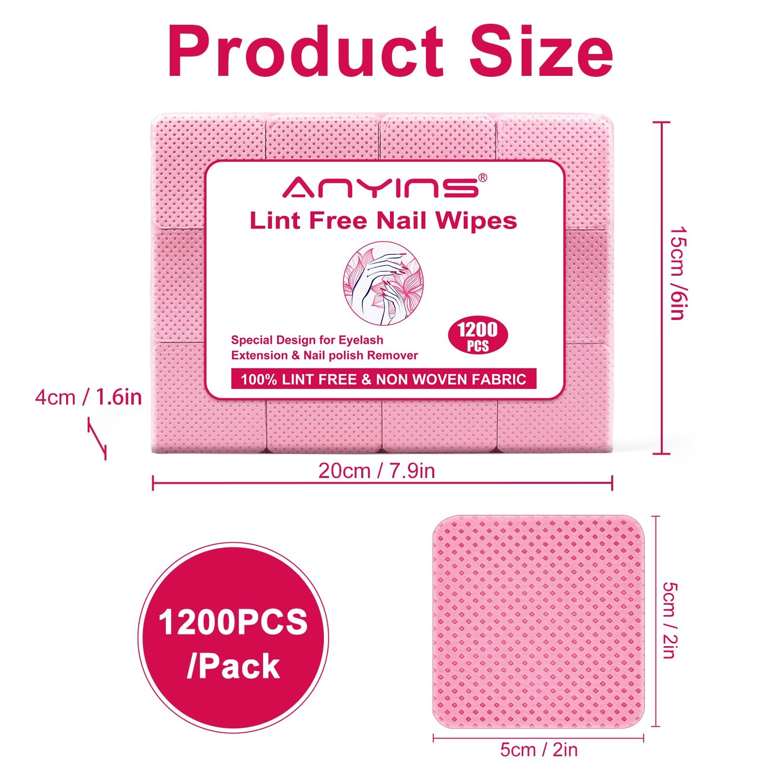 ANYINS Lint Free Nail Wipes, 1200PCS Wipes Non-Woven Fabric Nail…