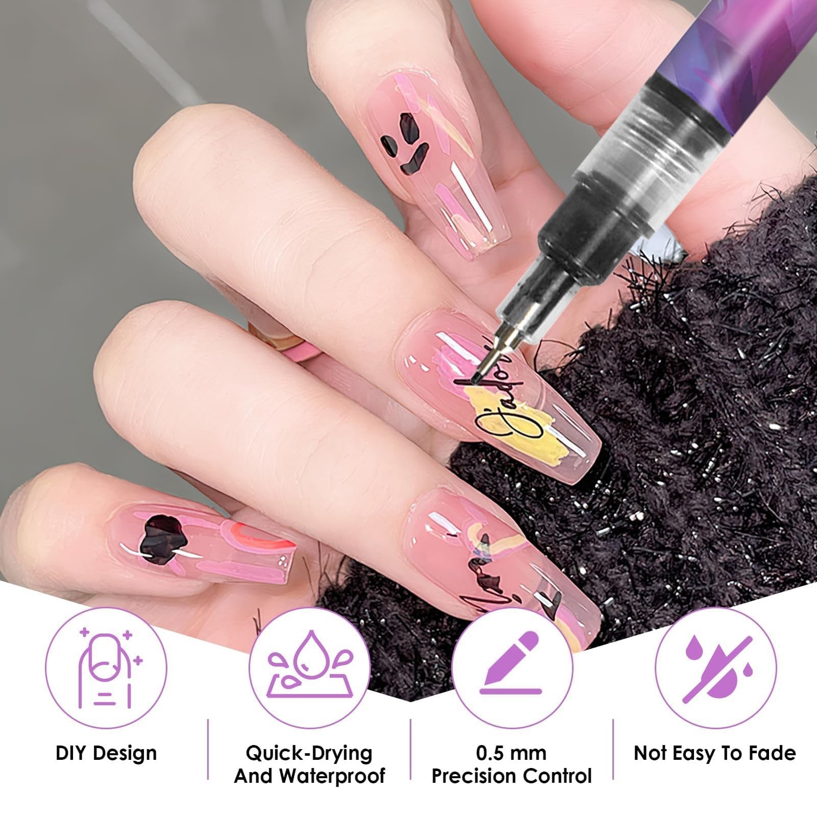 Nail Art Pens Set 12 Colors 3D Markers for Gel Nails & DIY Manicure Tools