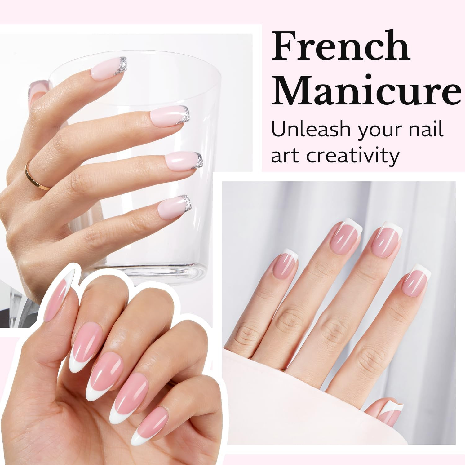 French Tip Stamp, 6Pcs French Tip Tool, Soft Silicone Nail Stamper, 2 in 1 Frenc