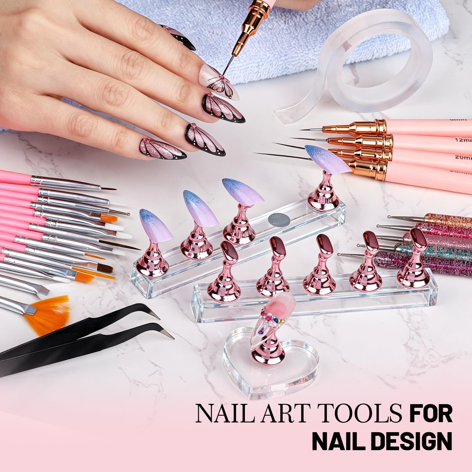 Nail Art Tools, Nail Art Brushes With Nail Stand, Nail Design Tools, Nail Bru…