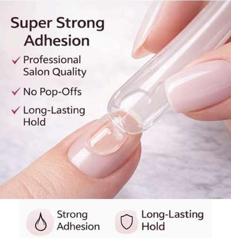 Nail Glue for Press On Nails – Extra Strong Hold Brush-On Adhesive, Quick Dry…