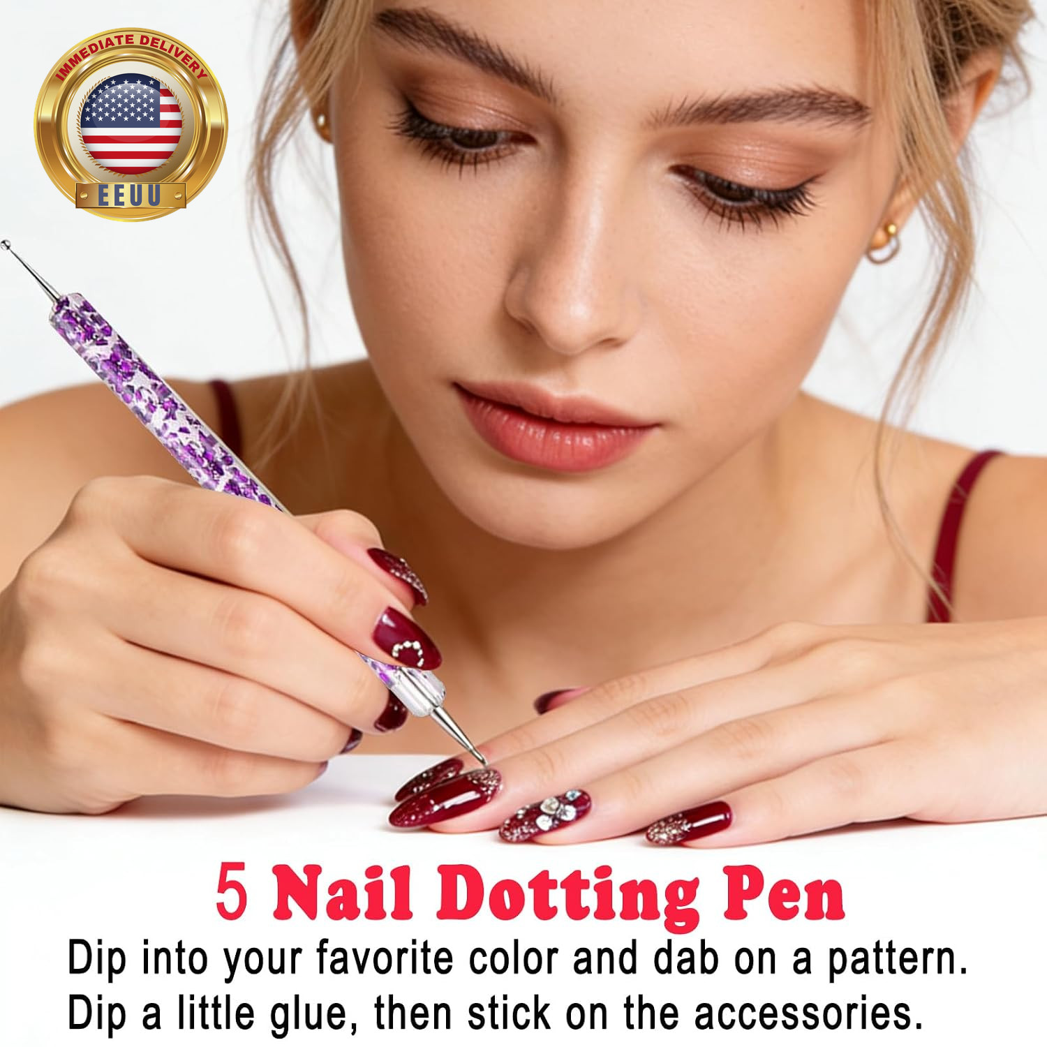 Nail Art Tool, 5 Pcs Nail Dotting Pens, 3 Pcs Nail Brushes and Nail Liner Pens,