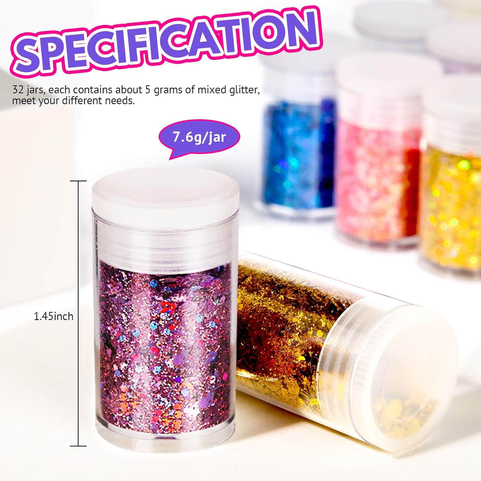 Holographic Chunky Glitter 32 Colors for Crafts Resin Nail Body Face Hair DIY