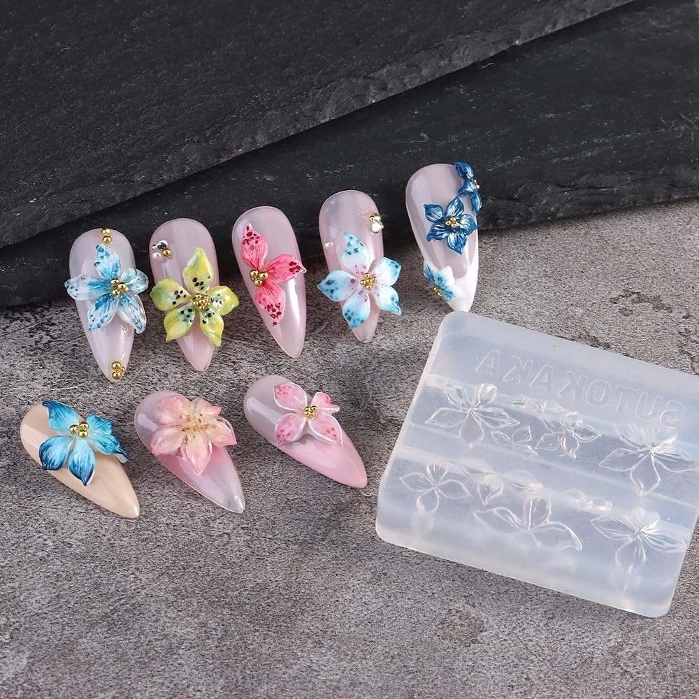 Silicone 3D Hibiscus Flower Nail Mold for Resin Art and DIY Nail Designs