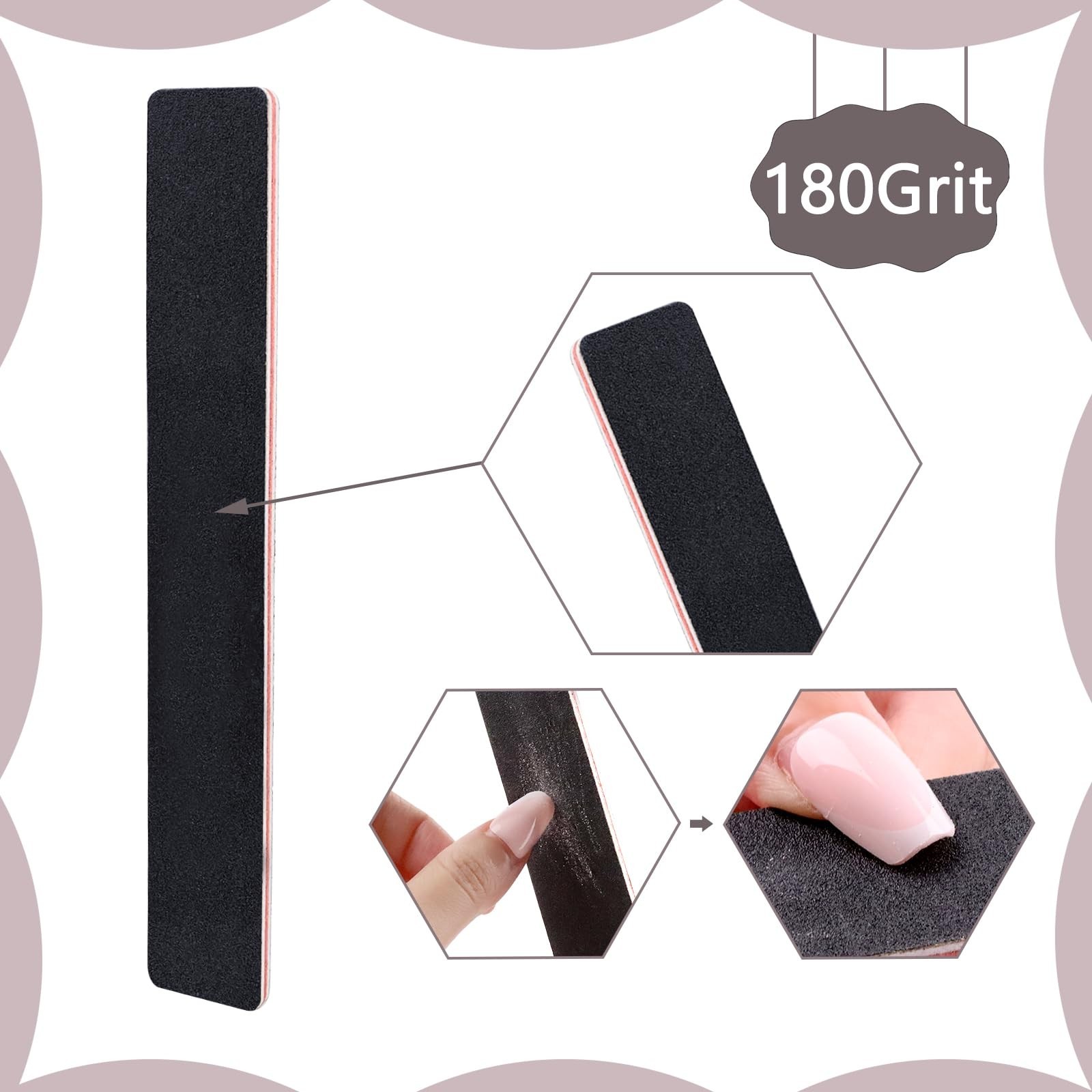 Portable Manicure Tools Kit, 8 Pack Nail File and Buffer Block with 100/180 G…