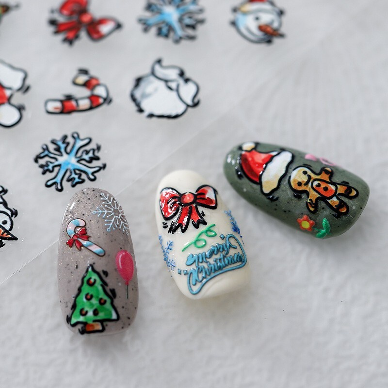 Festive Winter Nail Stickers, Snowflakes Nail Art Decals, Christmas (400)