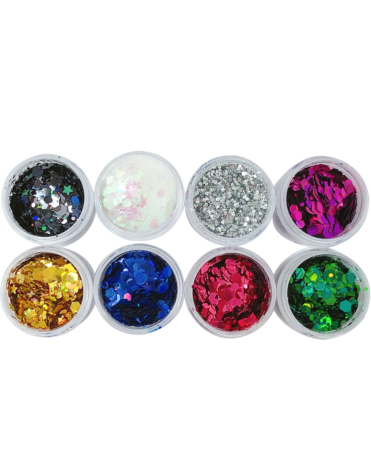 Chunky Sparkling Glitter for Hair Face Makeup Nails (8 Colors), Rainbow Star