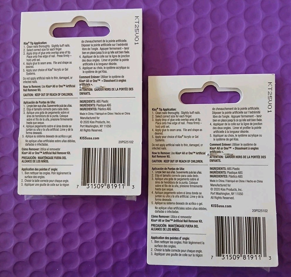 New 2 Packs of KISS Stiletto Tip Nails Contemporary Shape (40 Total)