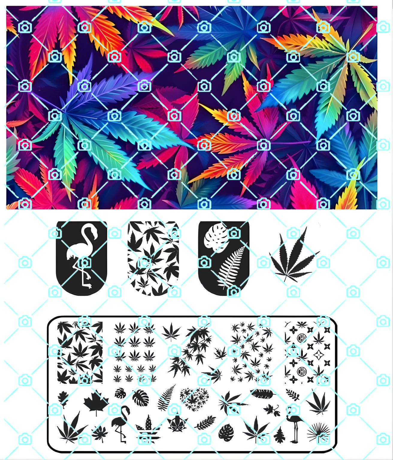 High- Quality Durable Stainless Steel Hemp Leaf Nail Stamping Plate~ 420