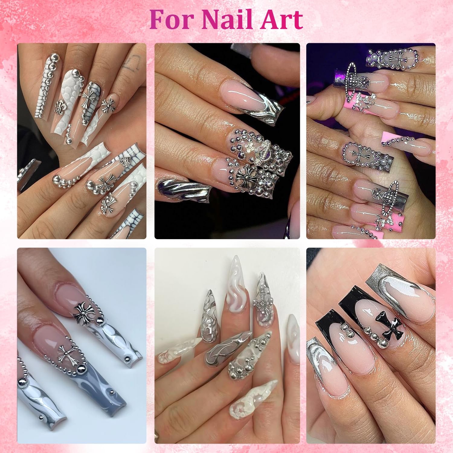 Flatback Nail Pearls Silver Nail Charms and Gems Pearl for Nails