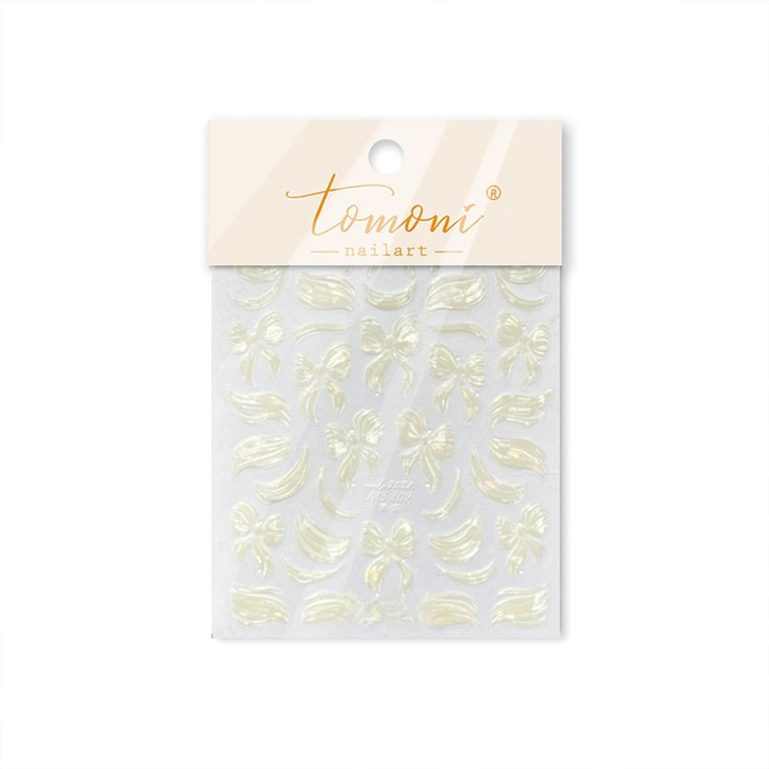 White Bow Nail Stickers for Nail Art Shiny Ribbon Nail Decals 5D Embossed Self-A